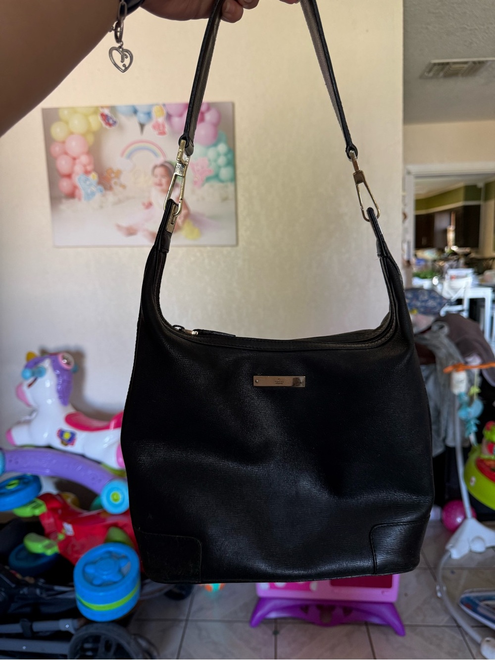 Classic Black Leather Shoulder Bag